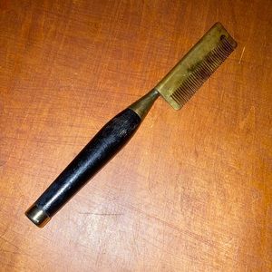 🪞💈Vintage Brass Comb 9” Long | Wooden Black Handle, Brass Teeth 💈🪞